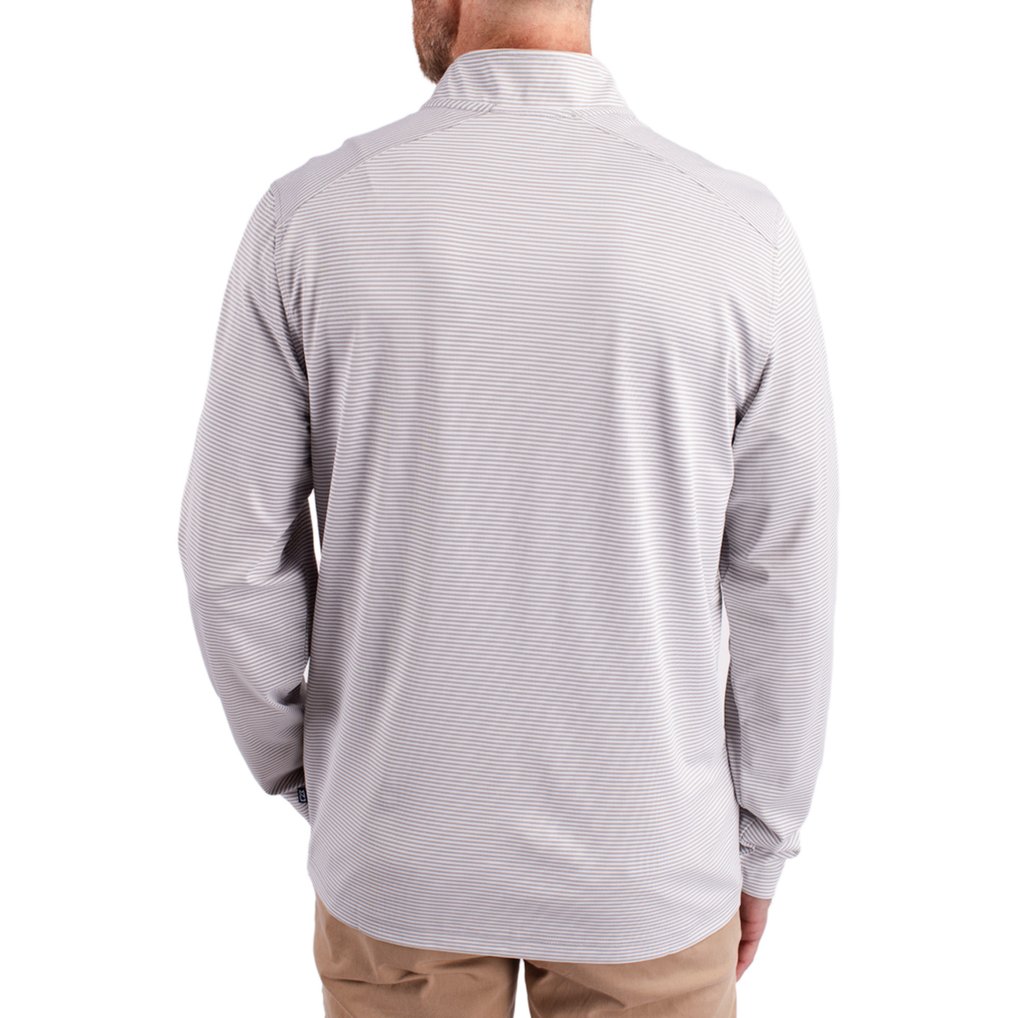  Syracuse Orange Cutter & Buck Virtue Micro Stripe DryTec Quarter-Zip Pullover - Gray